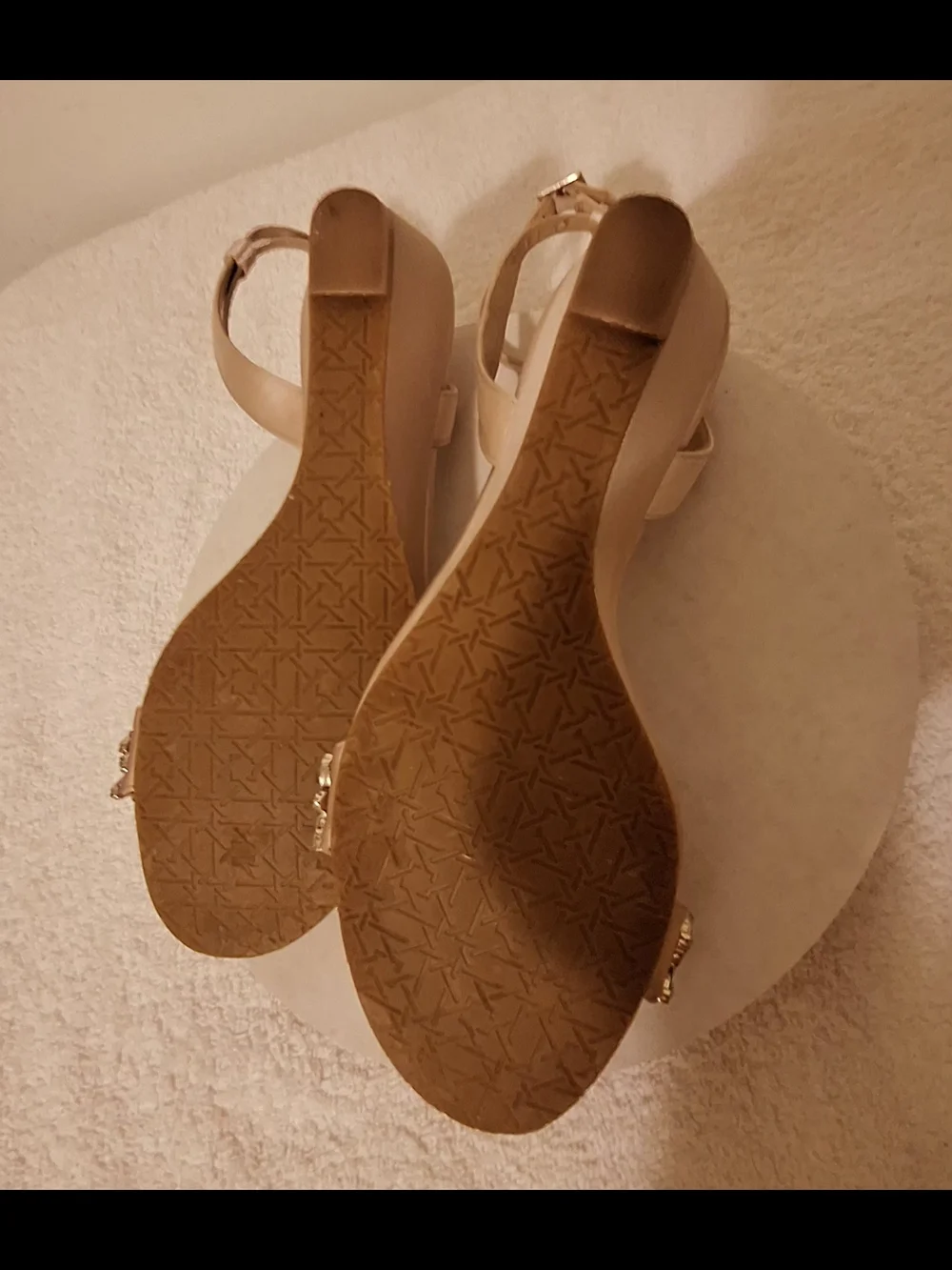 Jewel Badgley Mischka Champagne Satin. Crystal-Strap Open-Toe Sandals